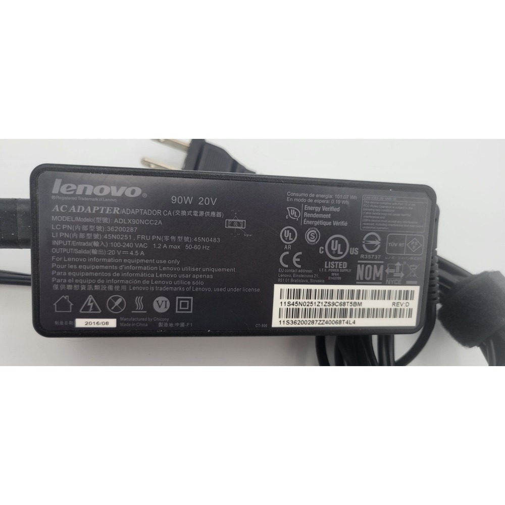 OEM Lenovo 90W 20v 4.5A Power AC Adapter Laptop Charger Rectangle ADLX90NCC2A